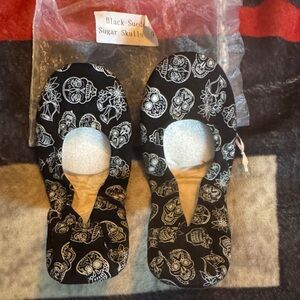 Black Suede Sugar Skulls Flats size 9
